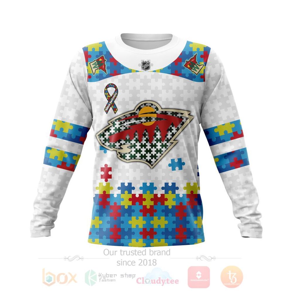 BEST Personalized Custom NHL Minnesota Wild Autism Awareness 3D All Over Printed Hoodie, Shirt 3 NHL Minnesota Wild Autism Awareness Personalized 3D Hoodie Shirt 1 2