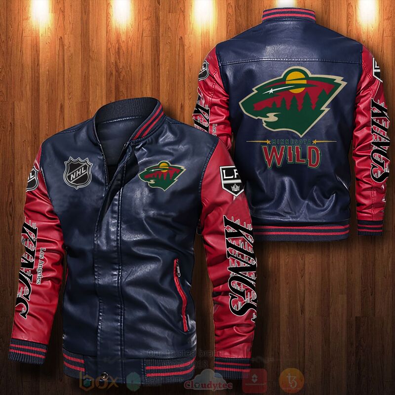BEST NHL Minnesota Wild 2D Leather Bomber Jacket 4 NHL Minnesota Wild Bomber Leather Jacket 1 2 3