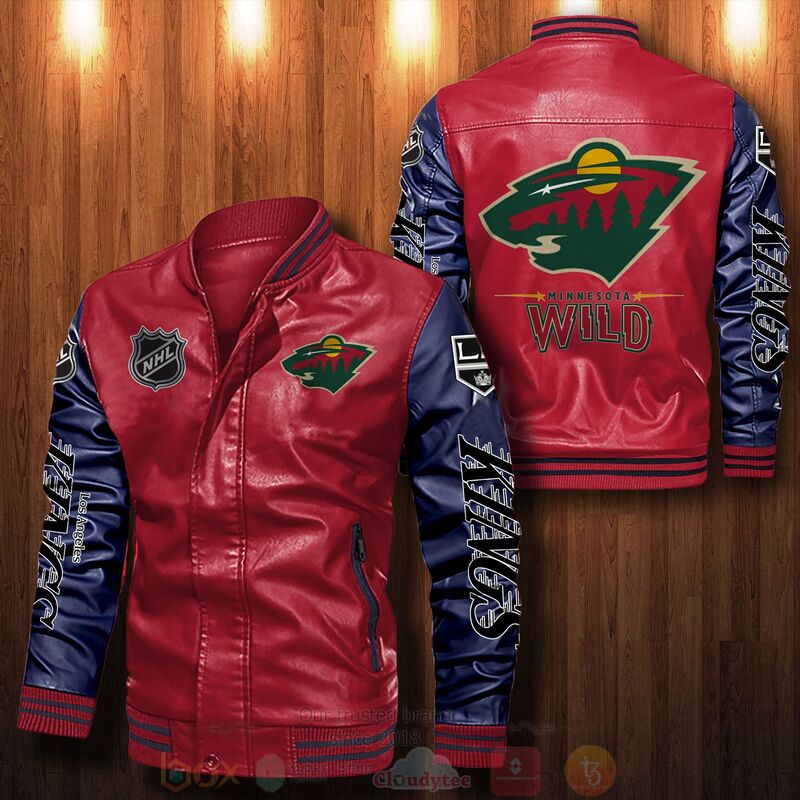 BEST NHL Minnesota Wild 2D Leather Bomber Jacket 5 NHL Minnesota Wild Bomber Leather Jacket 1 2 3 4