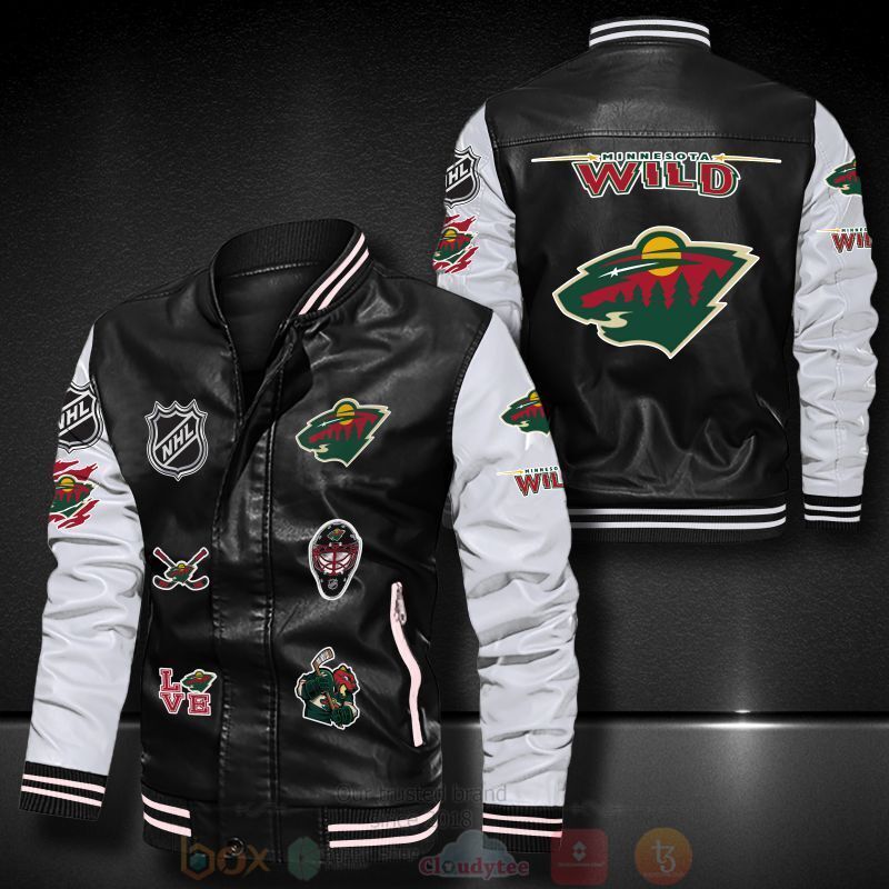 NHL Minnesota Wild Hockey Team Bomber Leather Jacket