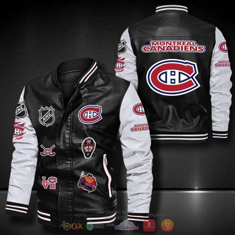 NHL Montreal Canadiens logo team Bomber leather jacket 1 2 3 4 5