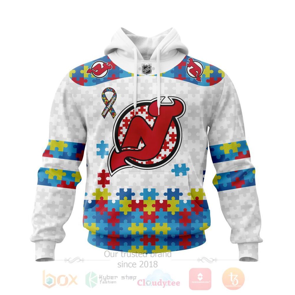 BEST Personalized Custom NHL New Jersey Devils Autism Awareness 3D All Over Printed Hoodie, Shirt 1 NHL New Jersey Devils Autism Awareness Personalized 3D Hoodie Shirt