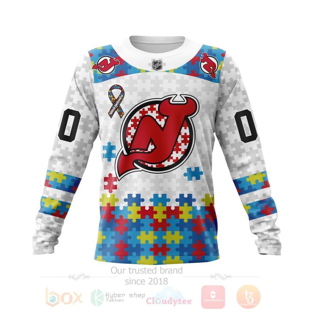 BEST Personalized Custom NHL New Jersey Devils Autism Awareness 3D All Over Printed Hoodie, Shirt 3 NHL New Jersey Devils Autism Awareness Personalized 3D Hoodie Shirt 1 2