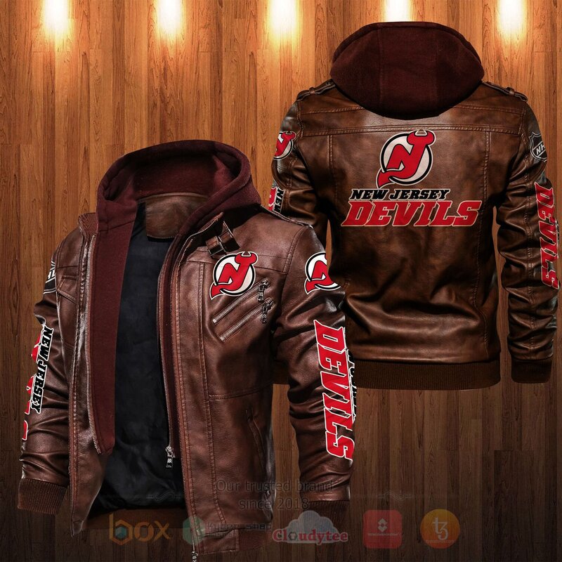 BEST NHL New Jersey Devils Hockey Team 2D Leather PU Jacket 2 NHL New Jersey Devils Hockey Team Leather Jacket 1
