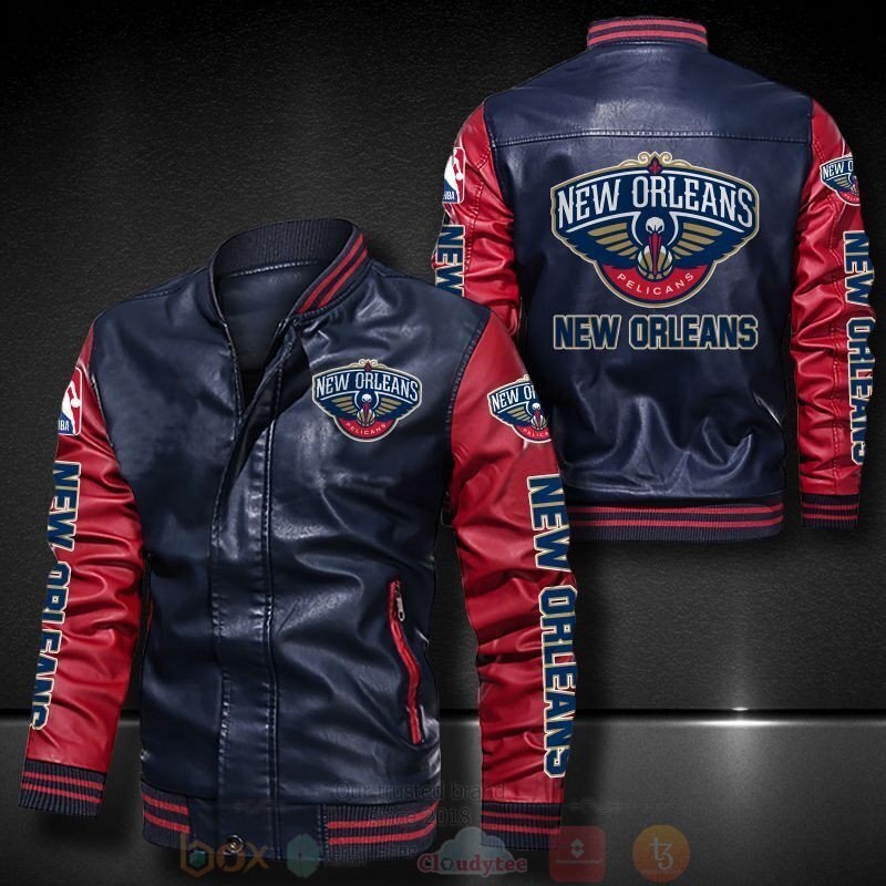 BEST NHL New Orleans Pelicans 2D Leather Bomber Jacket 4 NHL New Orleans Pelicans Bomber Leather Jacket 1 2 3