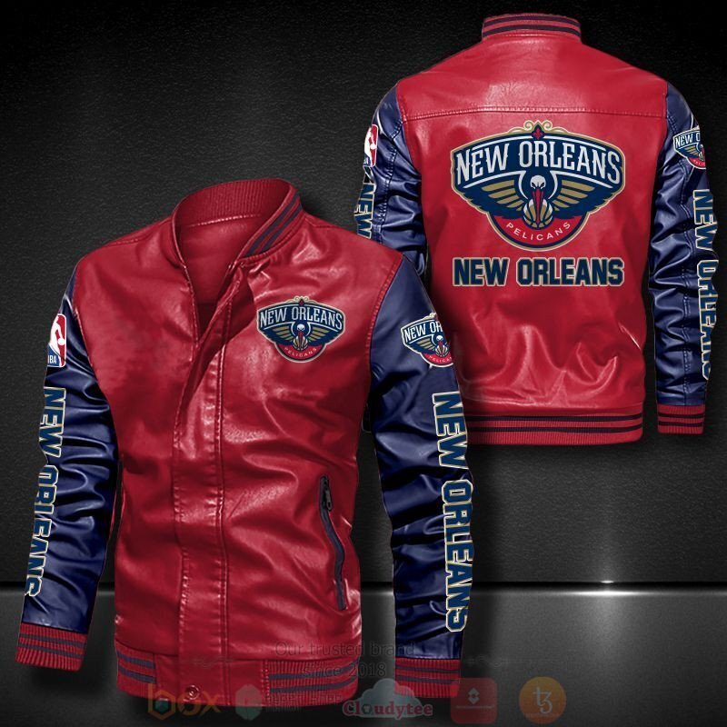 BEST NHL New Orleans Pelicans 2D Leather Bomber Jacket 5 NHL New Orleans Pelicans Bomber Leather Jacket 1 2 3 4