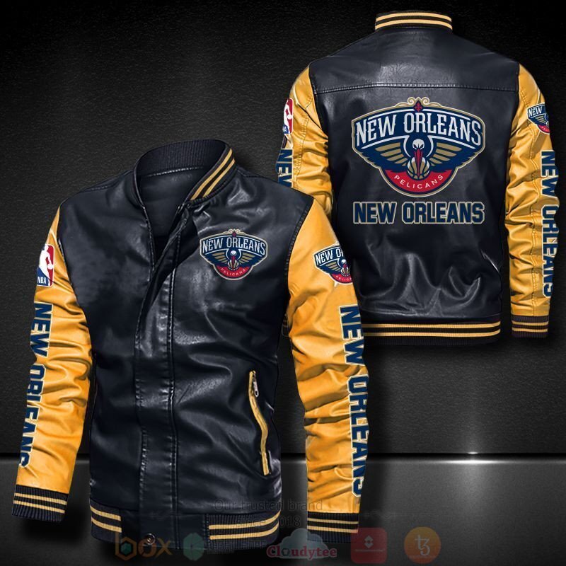 BEST NHL New Orleans Pelicans 2D Leather Bomber Jacket 6 NHL New Orleans Pelicans Bomber Leather Jacket 1 2 3 4 5