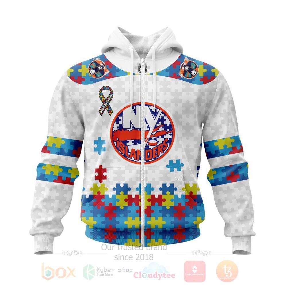BEST Personalized Custom NHL New York Islanders Autism Awareness 3D All Over Printed Hoodie, Shirt 2 NHL New York Islanders Autism Awareness Personalized 3D Hoodie Shirt 1