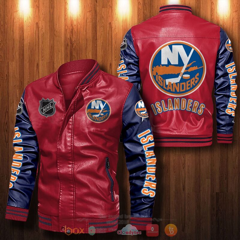 NHL New York Islanders Bomber leather jacket 5 NHL New York Islanders Bomber leather jacket 1 2 3 4