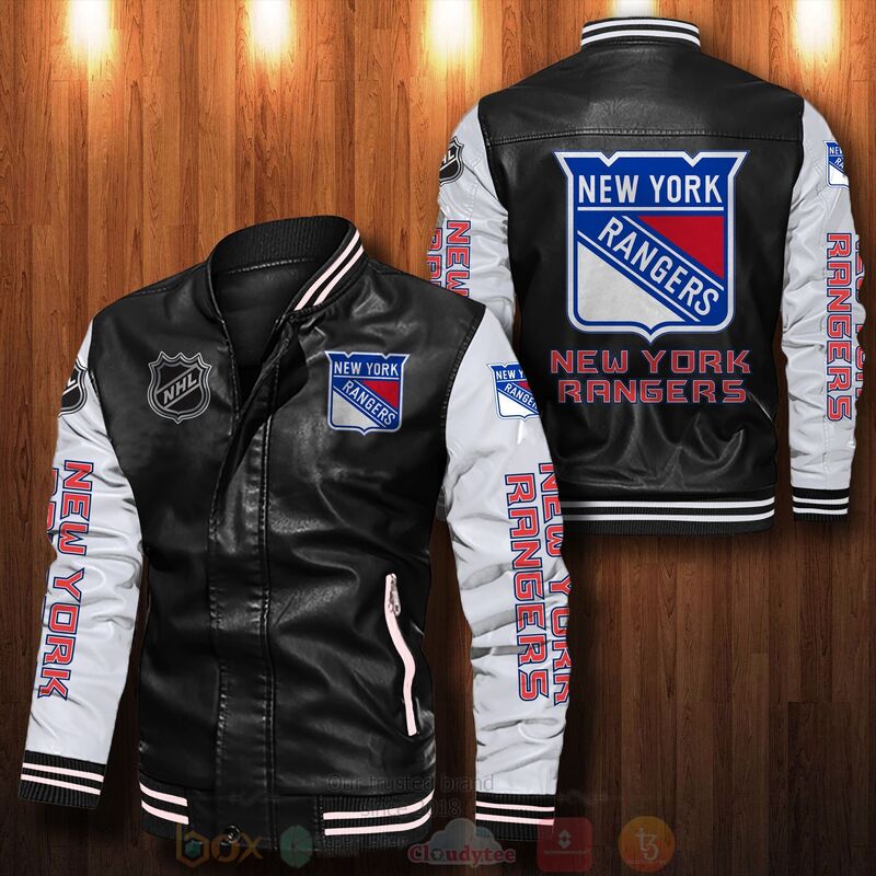 NHL New York Rangers Hockey Team Bomber Leather Jacket