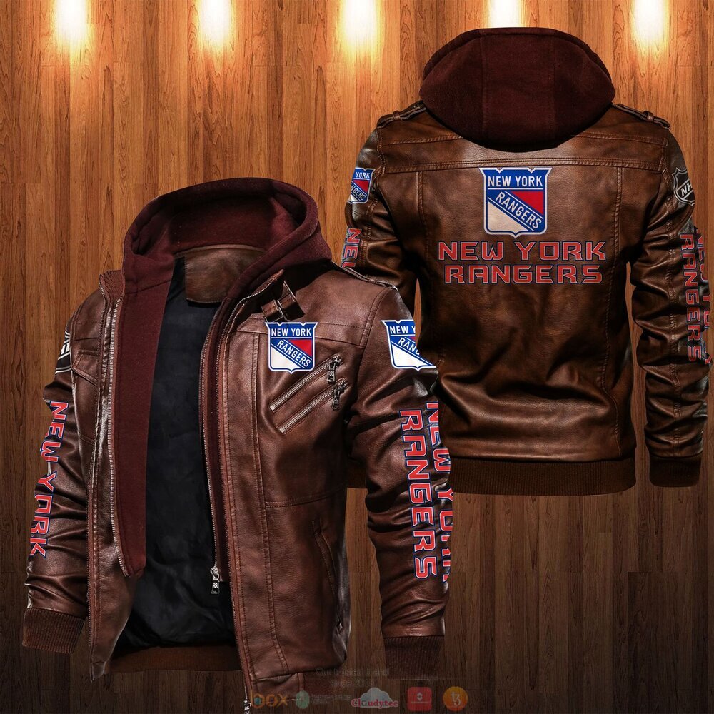 NHL New York Rangers Leather Jacket 2 NHL New York Rangers Leather Jacket 1