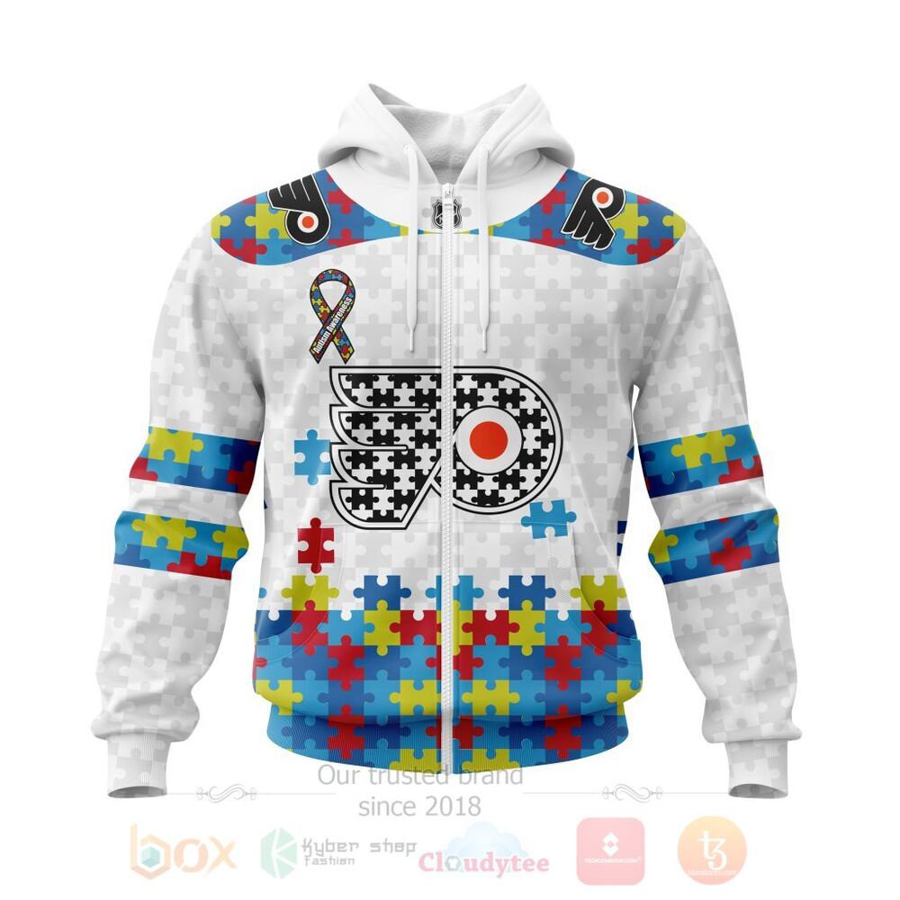 BEST Personalized Custom NHL Philadelphia Flyers Autism Awareness 3D All Over Printed Hoodie, Shirt 2 NHL Philadelphia Flyers Autism Awareness Personalized 3D Hoodie Shirt 1