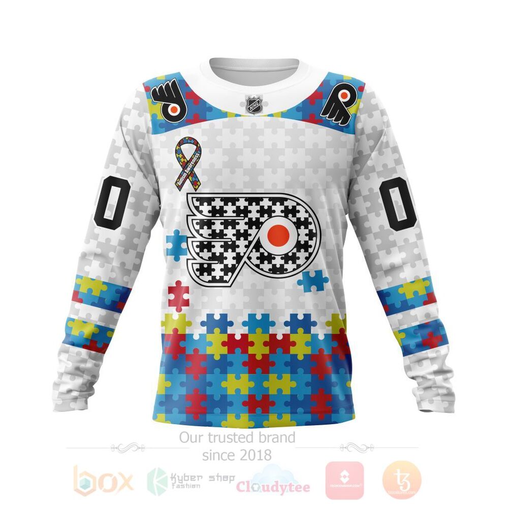 BEST Personalized Custom NHL Philadelphia Flyers Autism Awareness 3D All Over Printed Hoodie, Shirt 3 NHL Philadelphia Flyers Autism Awareness Personalized 3D Hoodie Shirt 1 2