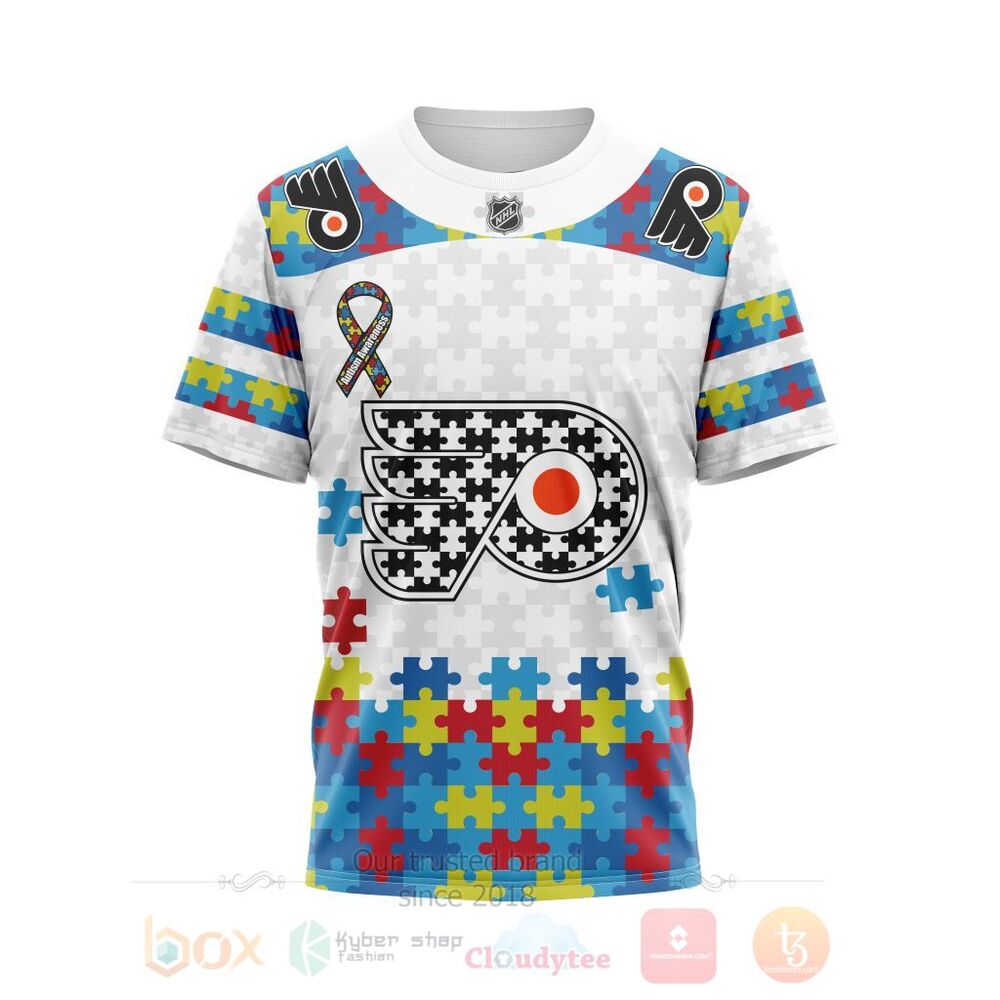BEST Personalized Custom NHL Philadelphia Flyers Autism Awareness 3D All Over Printed Hoodie, Shirt 4 NHL Philadelphia Flyers Autism Awareness Personalized 3D Hoodie Shirt 1 2 3