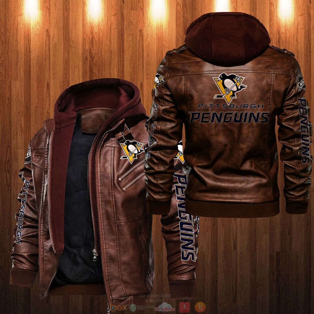 NHL Pittsburgh Penguins Leather Jacket 2 NHL Pittsburgh Penguins Leather Jacket 1