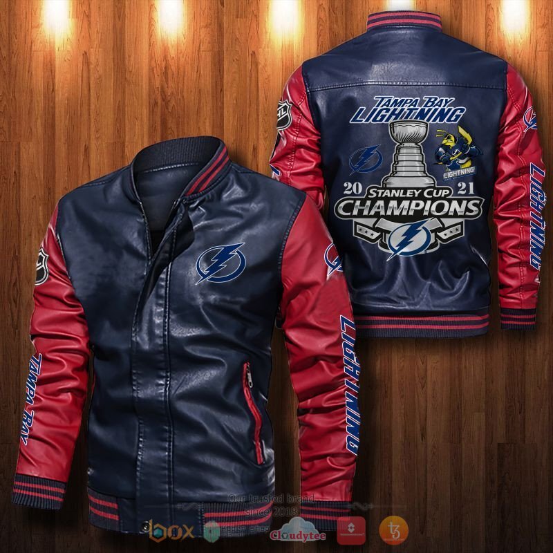 NHL Tampa Bay Lightning stanley cup champions Bomber leather jacket 1 2 3