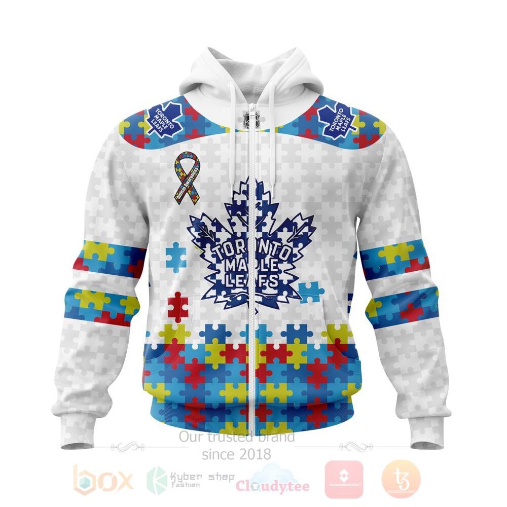 BEST Personalized Custom NHL Toronto Maple Leafs Autism Awareness 3D All Over Printed Hoodie, Shirt 2 NHL Toronto Maple Leafs Autism Awareness Personalized 3D Hoodie Shirt 1