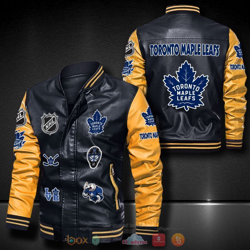 NHL Toronto Maple Leafs logo team Bomber leather jacket 1 2 3 4 5