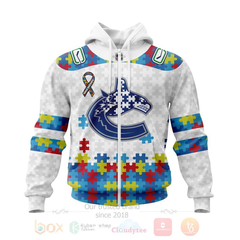 BEST Personalized Custom NHL Vancouver Canucks Autism Awareness 3D All Over Printed Hoodie, Shirt 2 NHL Vancouver Canucks Autism Awareness Personalized 3D Hoodie Shirt 1