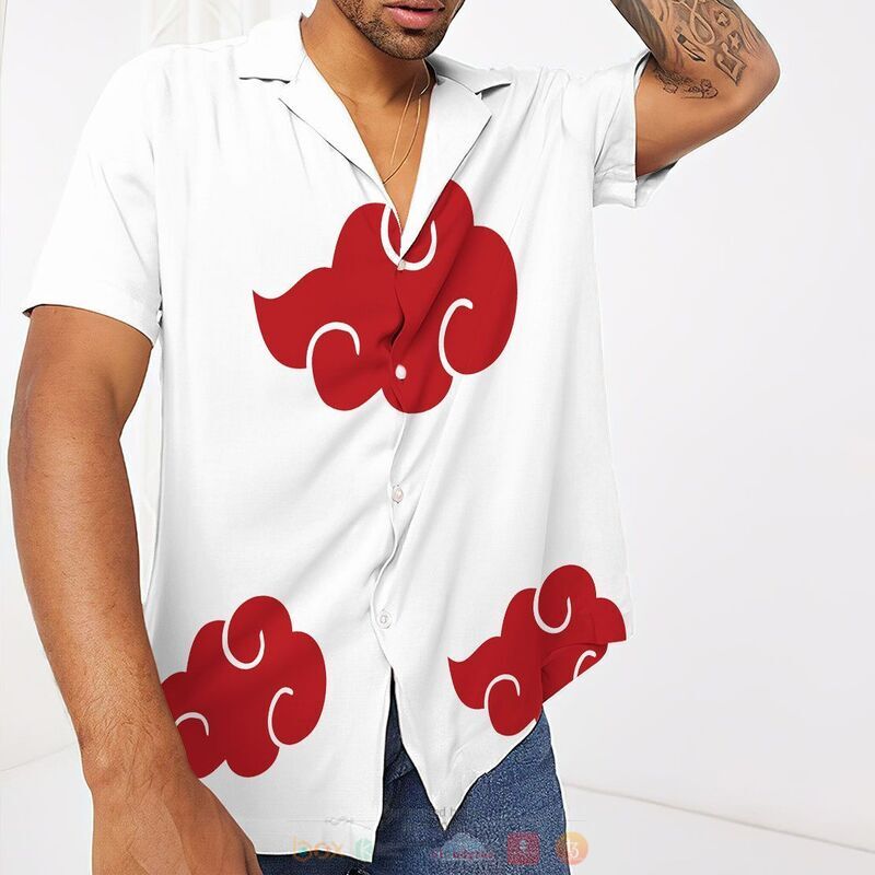 Naruto Shippuden White Akatsuki Hawaiian Shirt 3 Naruto Shippuden White Akatsuki Hawaiian Shirt 1 2