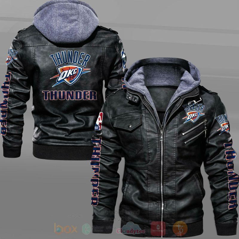 BEST National Basketball Association Oklahoma City Thunder 2D Leather PU Jacket 1 National Basketball Association Oklahoma City Thunder Leather Jacket