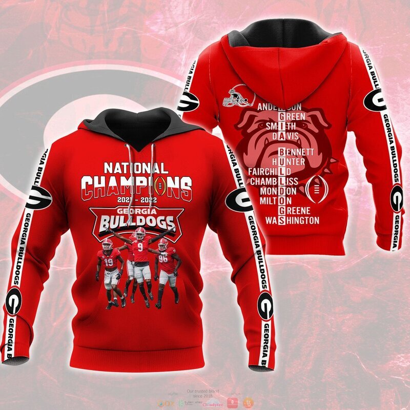 NEW National Champions 2021 -2022 Georgia Bulldogs players name jersey shirt, hoodie 3 National Champions 2021 2022 Georgia Bulldog players name 3d shirt hoodie