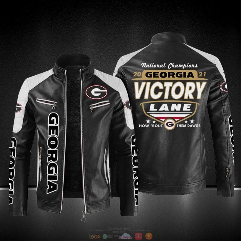 National Champions Georgia Victory Lane block leather jacket 1