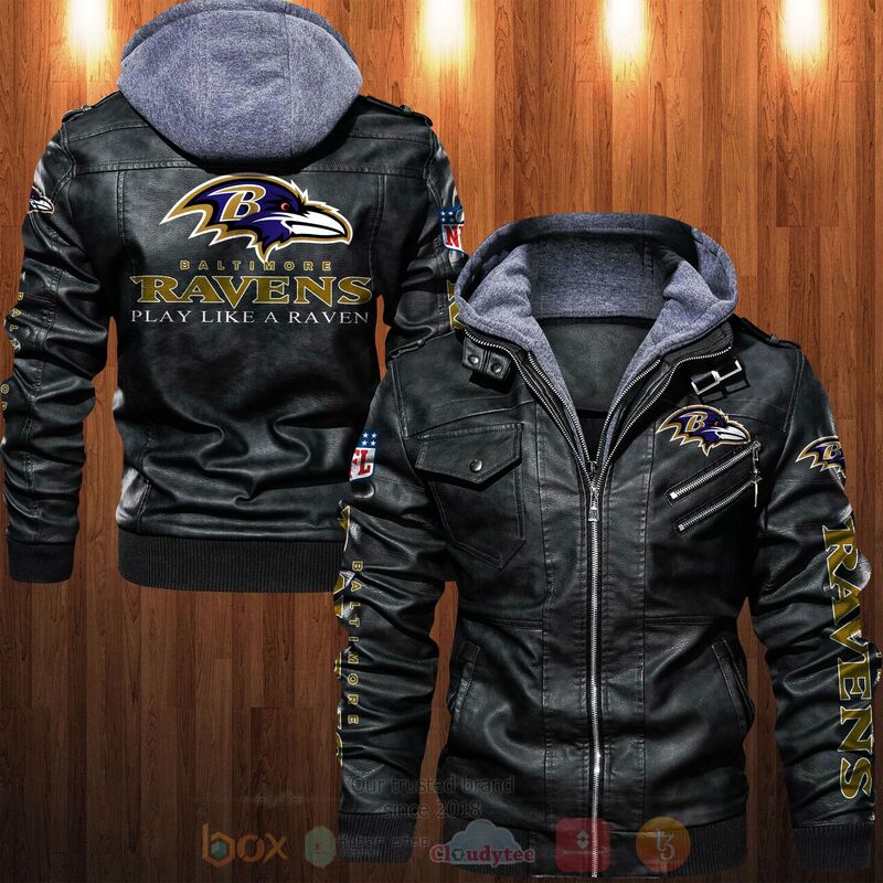 BEST National Football League Baltimore Ravens Play Like A Raven 2D Leather PU Jacket 4 National Football League Baltimore Ravens Play Like A Raven Leather Jacket