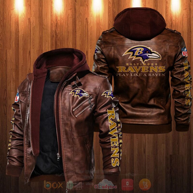 BEST National Football League Baltimore Ravens Play Like A Raven 2D Leather PU Jacket 2 National Football League Baltimore Ravens Play Like A Raven Leather Jacket 1