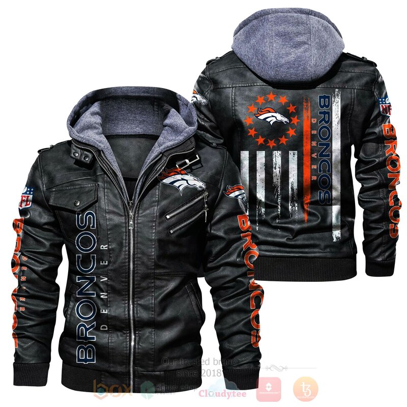 BEST National Football League Denver Broncos Football Team 2D Leather PU Jacket 5 National Football League Denver Broncos Football Team Leather Jacket