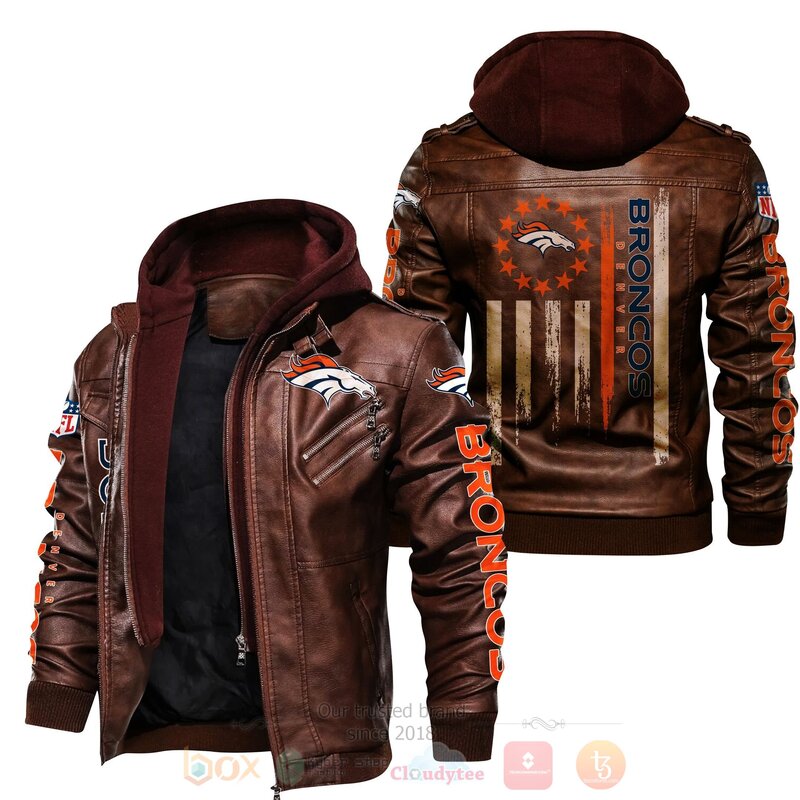 BEST National Football League Denver Broncos Football Team 2D Leather PU Jacket 2 National Football League Denver Broncos Football Team Leather Jacket 1
