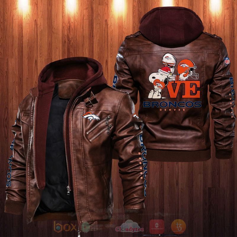 BEST National Football League Denver Broncos 2D Leather PU Jacket 2 National Football League Denver Broncos Leather Jacket 1