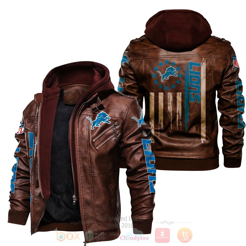 BEST National Football League Detroit Lions 2D Leather PU Jacket 2 National Football League Detroit Lions Leather Jacket 1