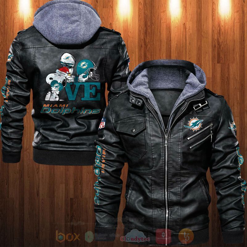 BEST National Football League Miami Dolphins 2D Leather PU Jacket 4 National Football League Miami Dolphins Leather Jacket