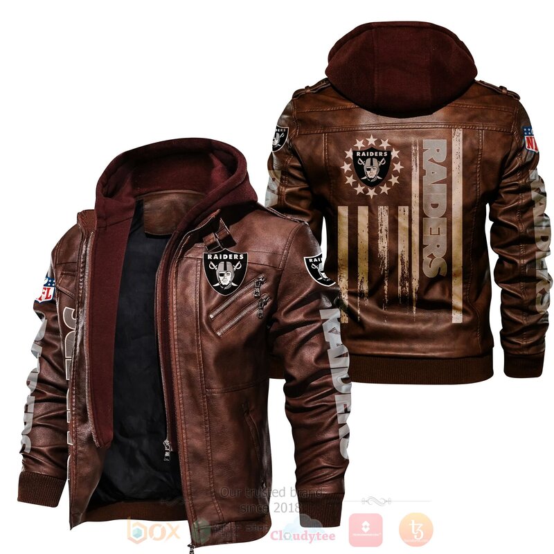 BEST National Football League Oakland Raiders 2D Leather PU Jacket 2 National Football League Oakland Raiders Leather Jacket 1