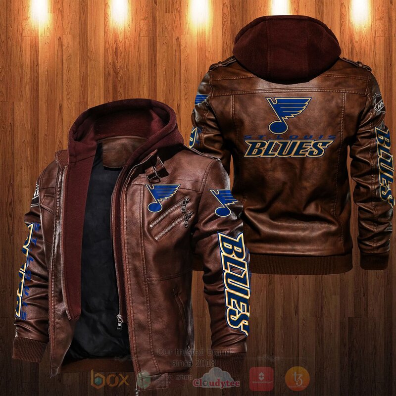 BEST National Hockey League St Louis Blues 2D Leather PU Jacket 2 National Hockey League St Louis Blues Leather Jacket 1