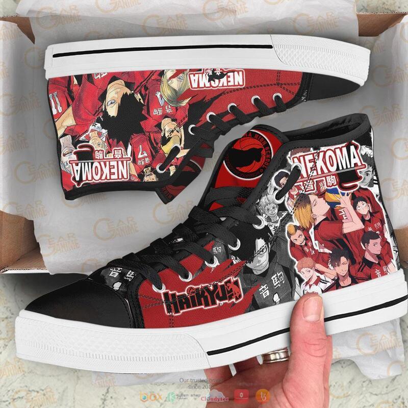 Nekoma Anime Haikyuu canvas high top shoes 1
