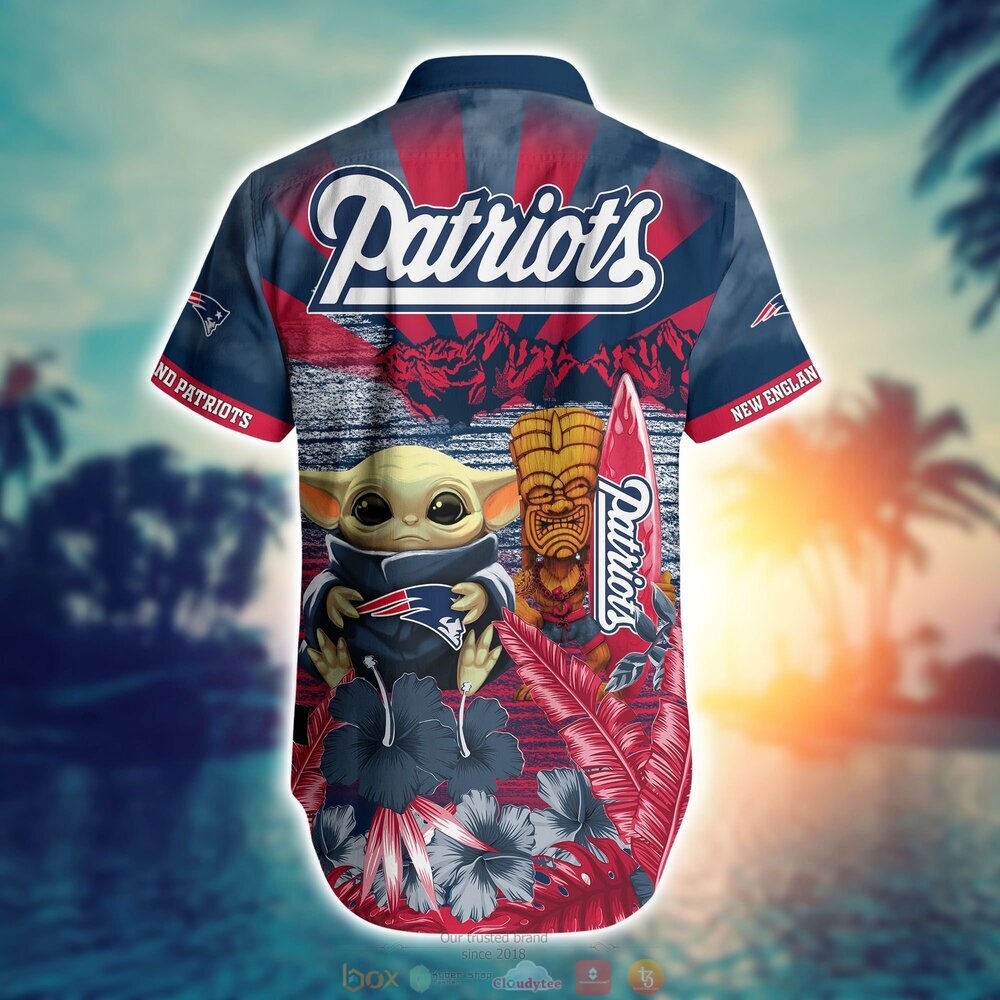 New England Patriots Baby Yoda NFL Hawaiian Shirt, Shorts 3 New England Patriots NFL Baby Yoda Hawaiian Shirt Shorts 1 2