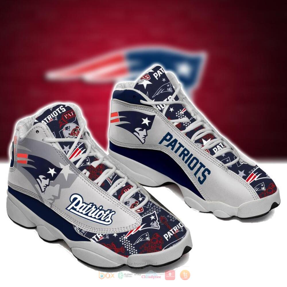 New England Patriots grey blue Air Jordan 13 sneaker shoes 2 New England Patriots grey blue Air Jordan 13 shoes