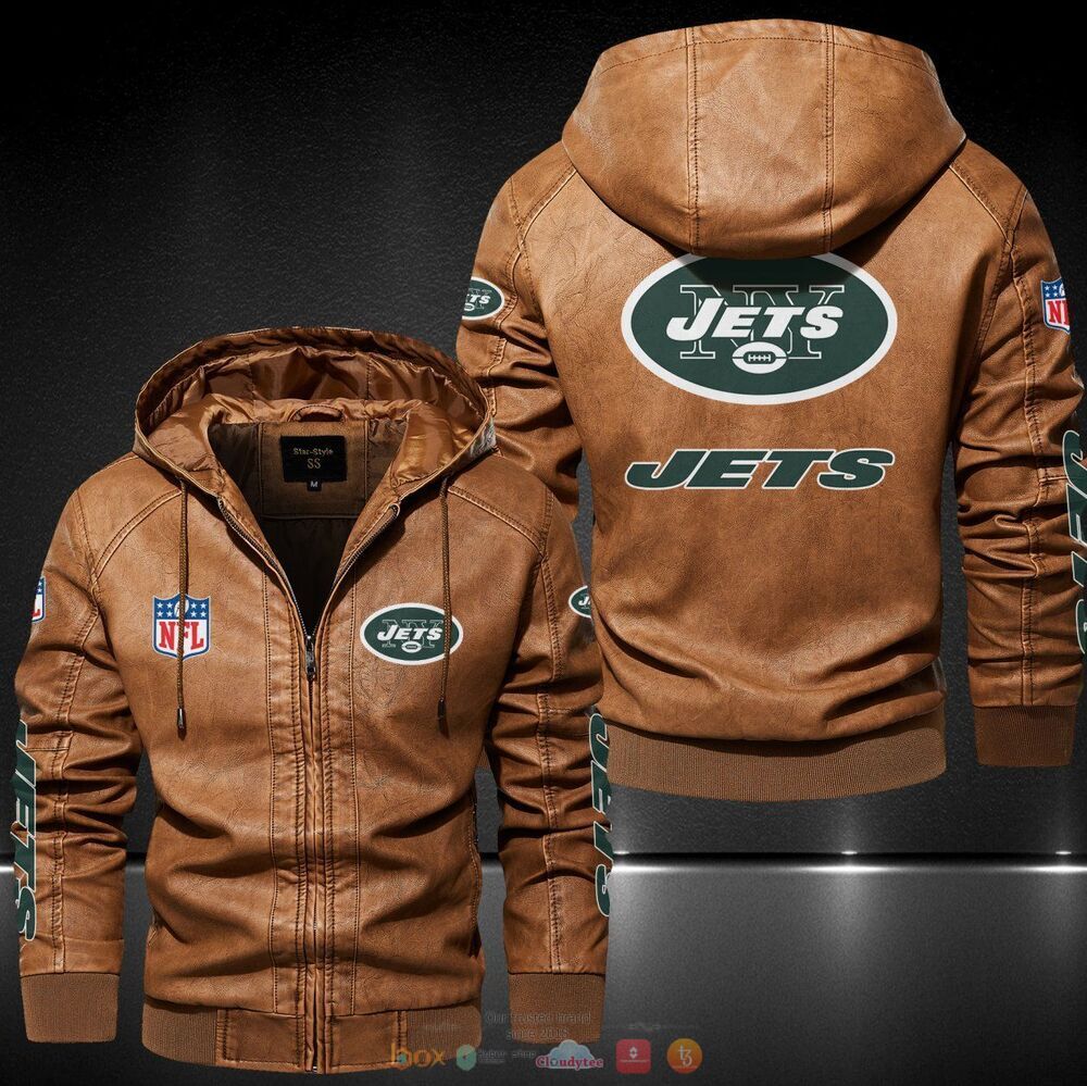 New York Jets NFL Hat Leather Jacket 3 New York Jets NFL Leather Jacket Hat 1 2