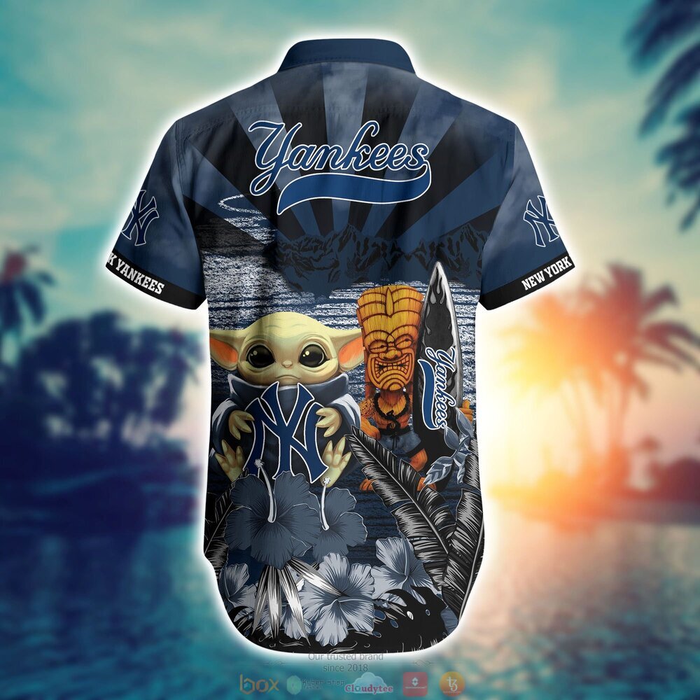 New York Yankees Baby Yoda MLB Hawaiian Shirt, Shorts 3 New York Yankees MLB Baby Yoda Hawaiian Shirt Shorts 1 2