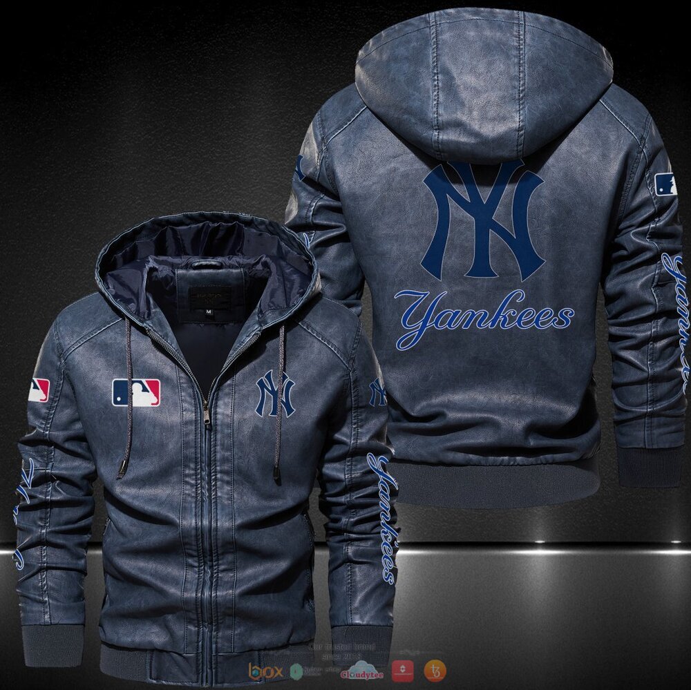 New York Yankees MLB Hat Leather Jacket 2 New York Yankees MLB Leather Jacket Hat 1
