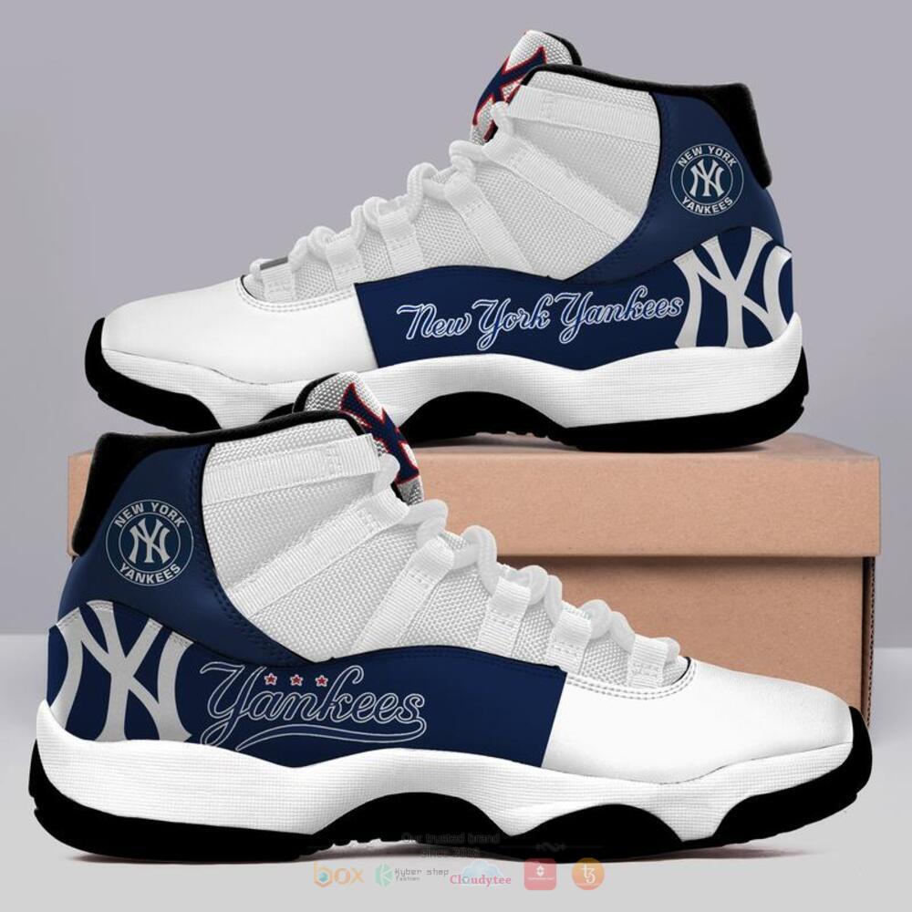 New York Yankees MLB white blue Air Jordan 11 sneaker shoes 2 New York Yankees MLB white blue Air Jordan 11 shoes