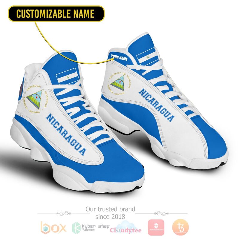 BEST Nicaragua Personalized Air Jordan 13 Sneakers Sport Shoes 3 Nicaragua Personalized Air Jordan 13 Shoes 1 2