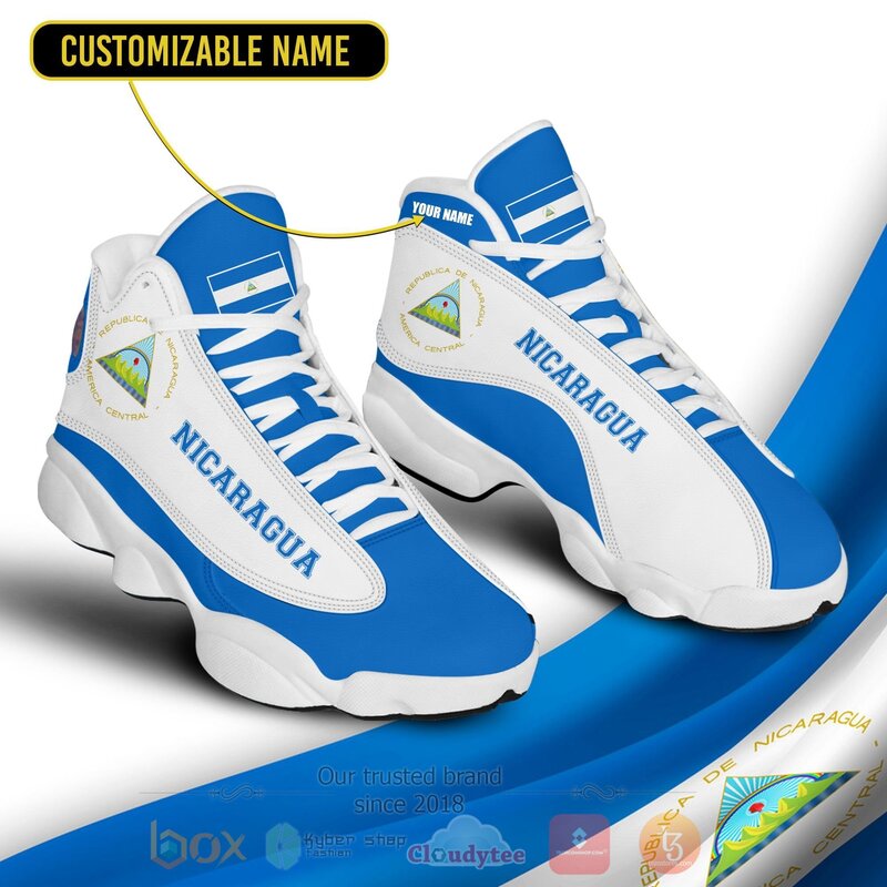 BEST Nicaragua Personalized Air Jordan 13 Sneakers Sport Shoes 4 Nicaragua Personalized Air Jordan 13 Shoes 1 2 3