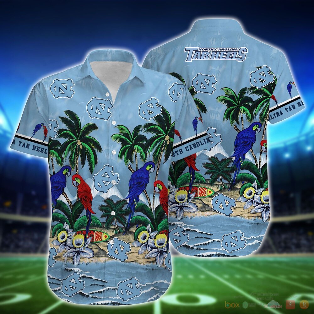 North Carolina Tar Heels Parrot Island NCAA Hawaiian Shirt and Shorts 2 North Carolina Tar Heels NCAA Island Hawaiian Shirt and Shorts 1