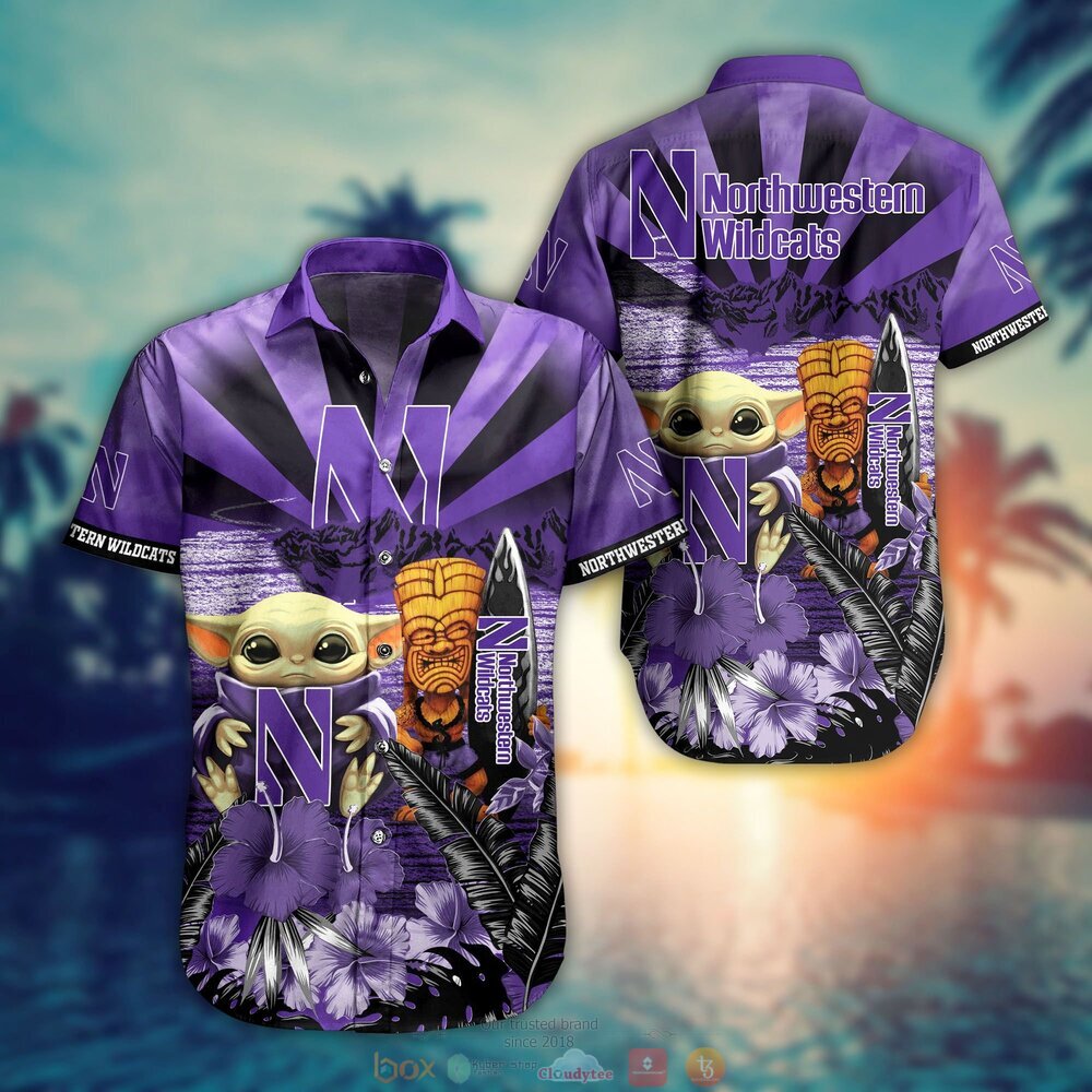Northwestern Wildcats Baby Yoda NCAA Hawaiian Shirt, Shorts 8 Northwestern Wildcats NCAA Baby Yoda Hawaiian Shirt Shorts