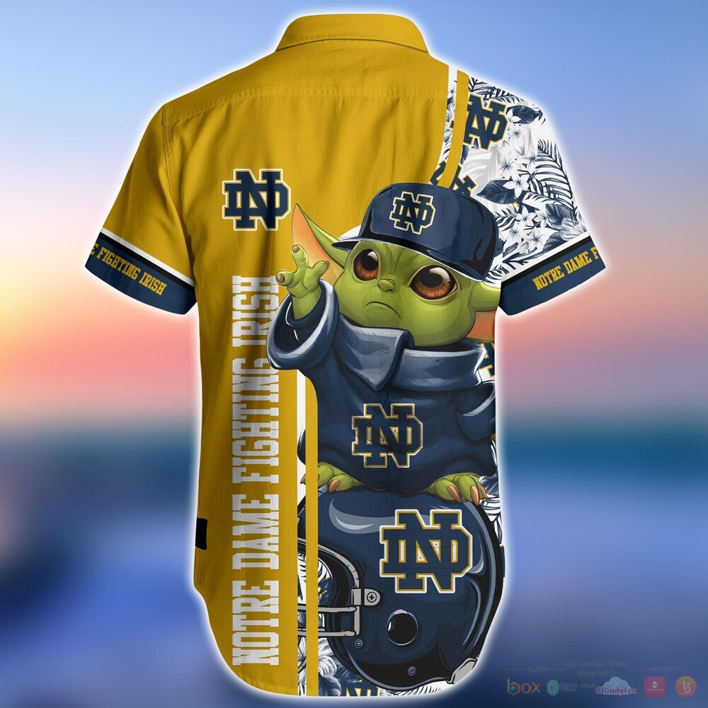 Notre Dame Fighting Irish Baby Yoda NCAA Hawaiian Shirt and Shorts 4 Notre Dame Fighting Irish NCAA Baby Yoda Hawaiian Shirt and Shorts 1 2 3