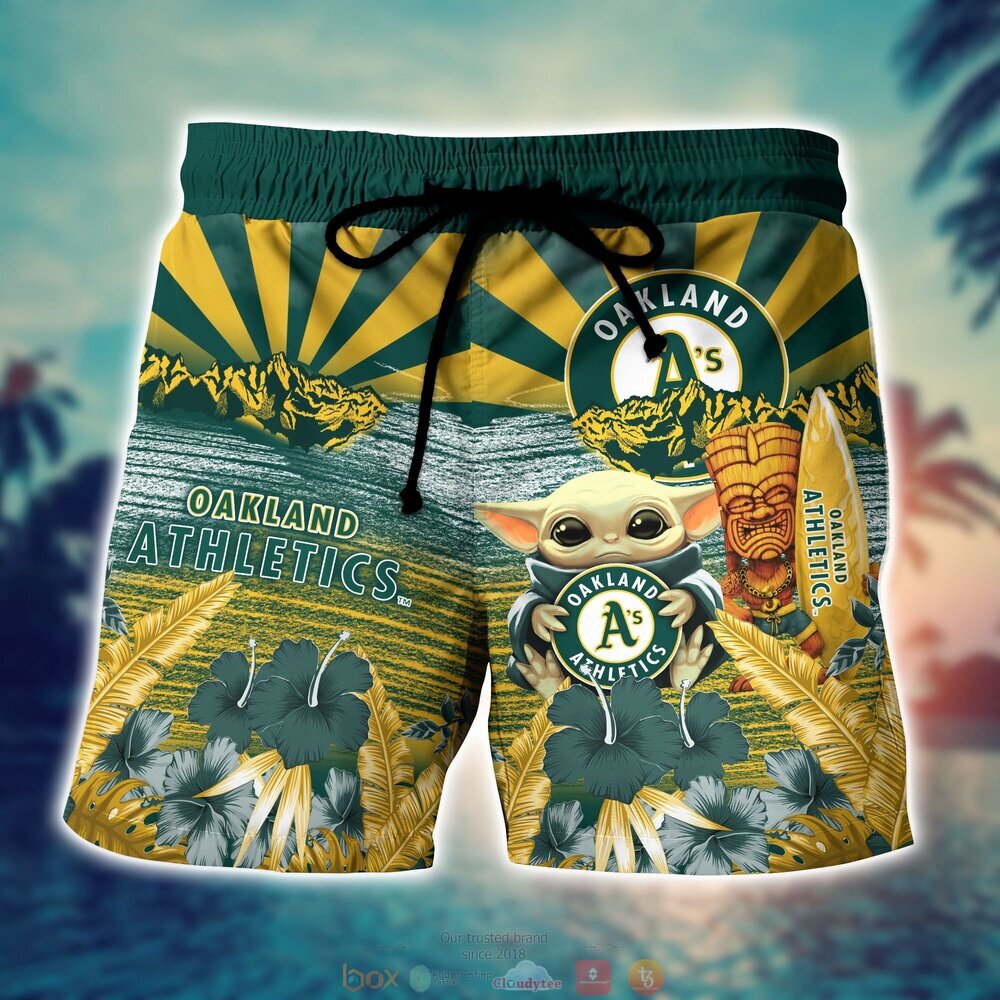 Oakland Athletics Baby Yoda MLB Hawaiian Shirt, Shorts 4 Oakland Athletics MLB Baby Yoda Hawaiian Shirt Shorts 1 2 3