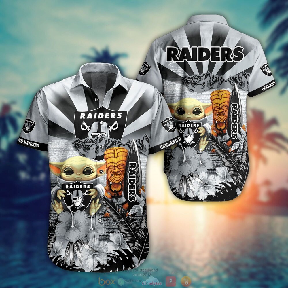 Oakland Raiders Baby Yoda NFL Hawaiian Shirt, Shorts 8 Oakland Raiders NFL Baby Yoda Hawaiian Shirt Shorts